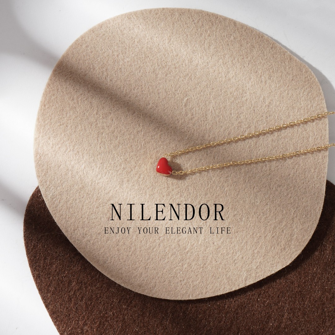 钛钢珐琅吊坠 XL-624简约小众百搭红色爱心吊坠项链