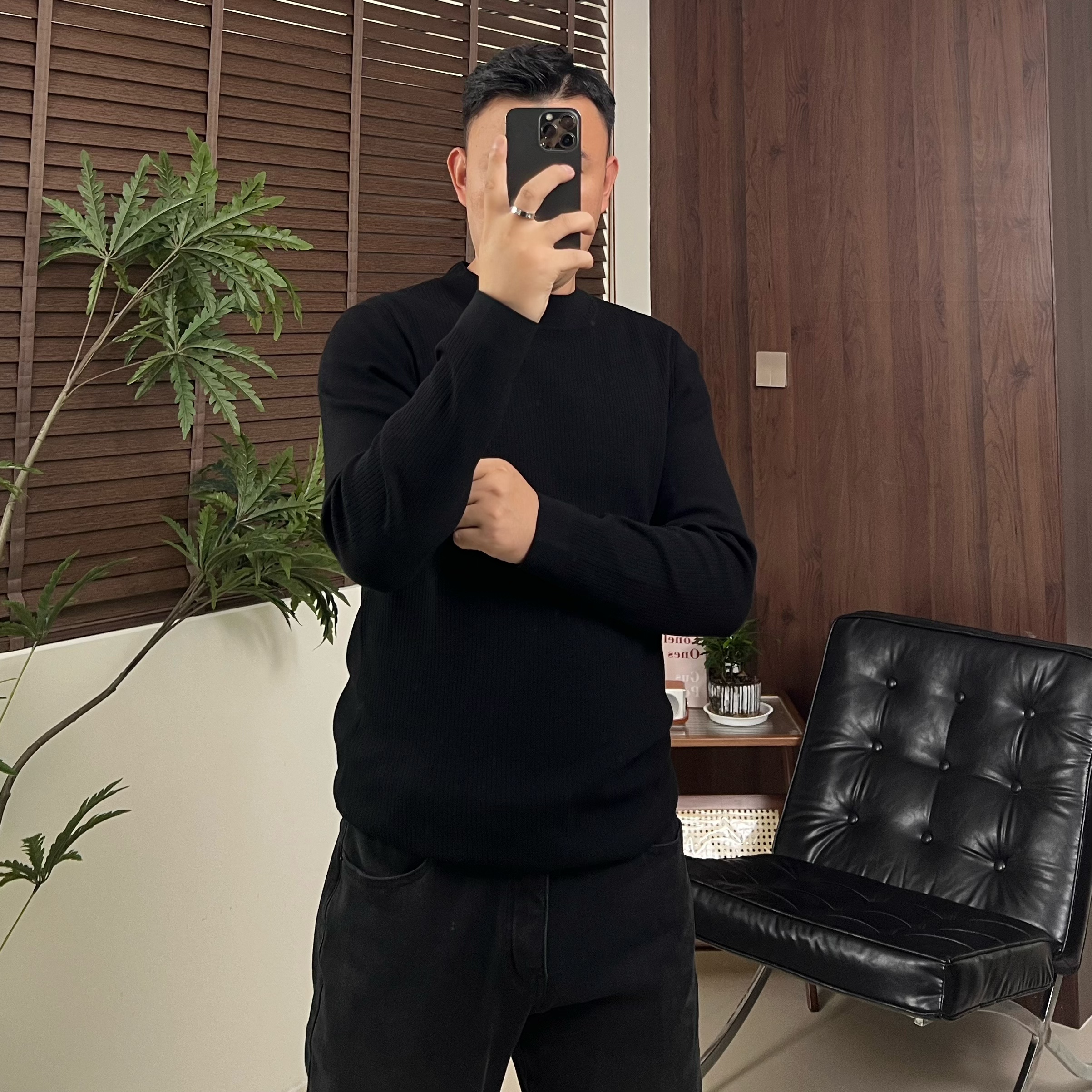 【坑条竖纹 】铭品添尚2025秋季新款男士休闲百搭圆领长袖#53210