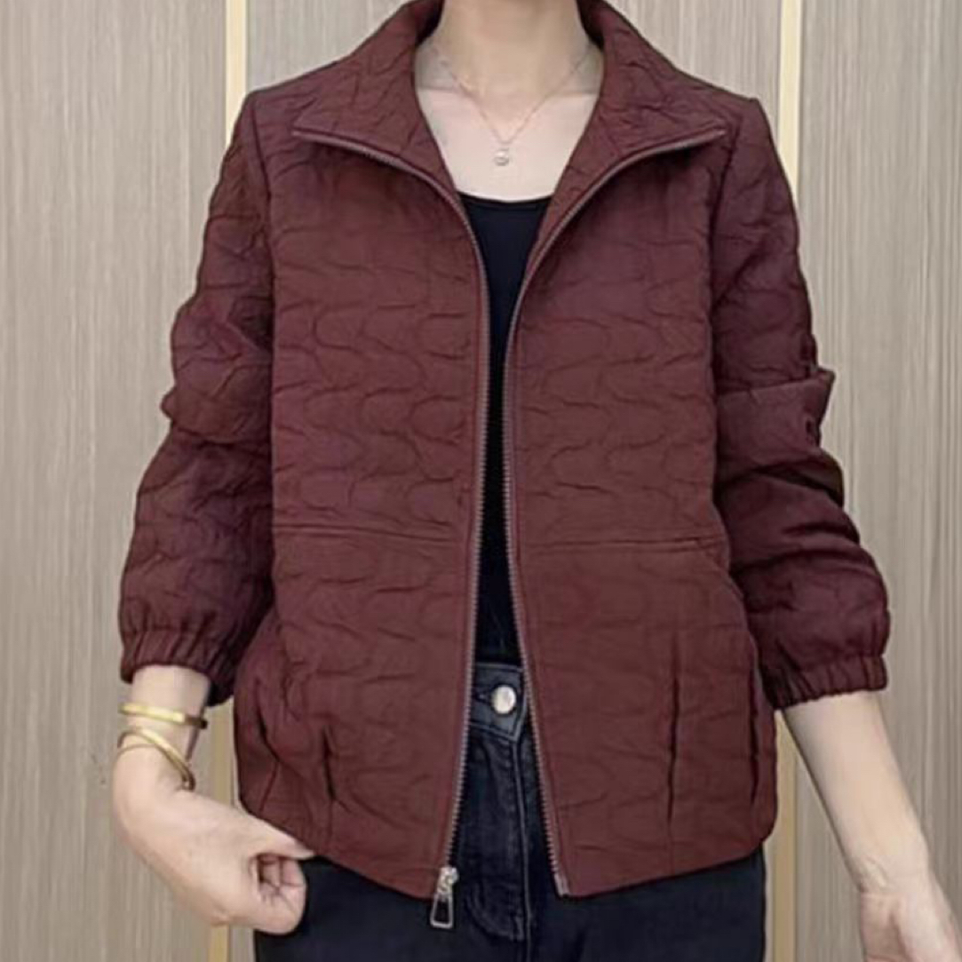 秋冬二棉夹棉外套女款显瘦洋气夹克女装中年大码宽松百搭夹克衫