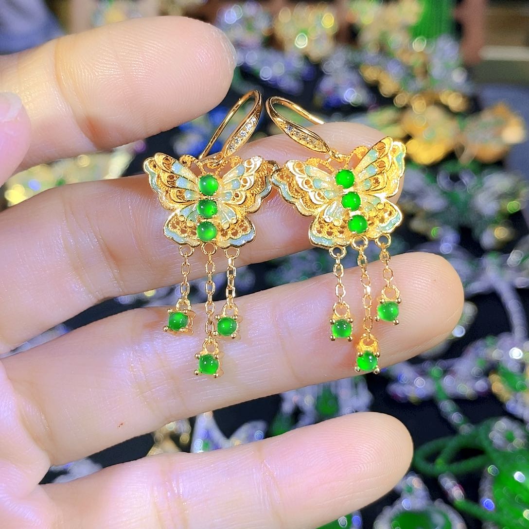 吊坠(不含链)银S925镶嵌翡翠