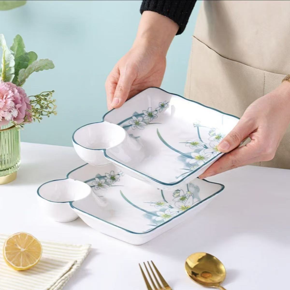 水仙花饺子盘2个装 破损联系客服