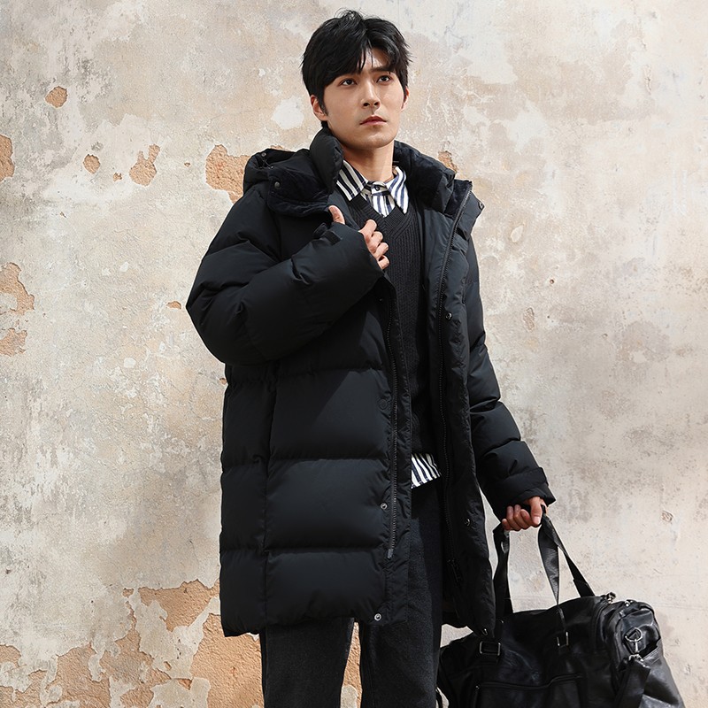 羽物男装情侣过膝新款白鹅绒羽绒服三防加厚保暖外套23M070