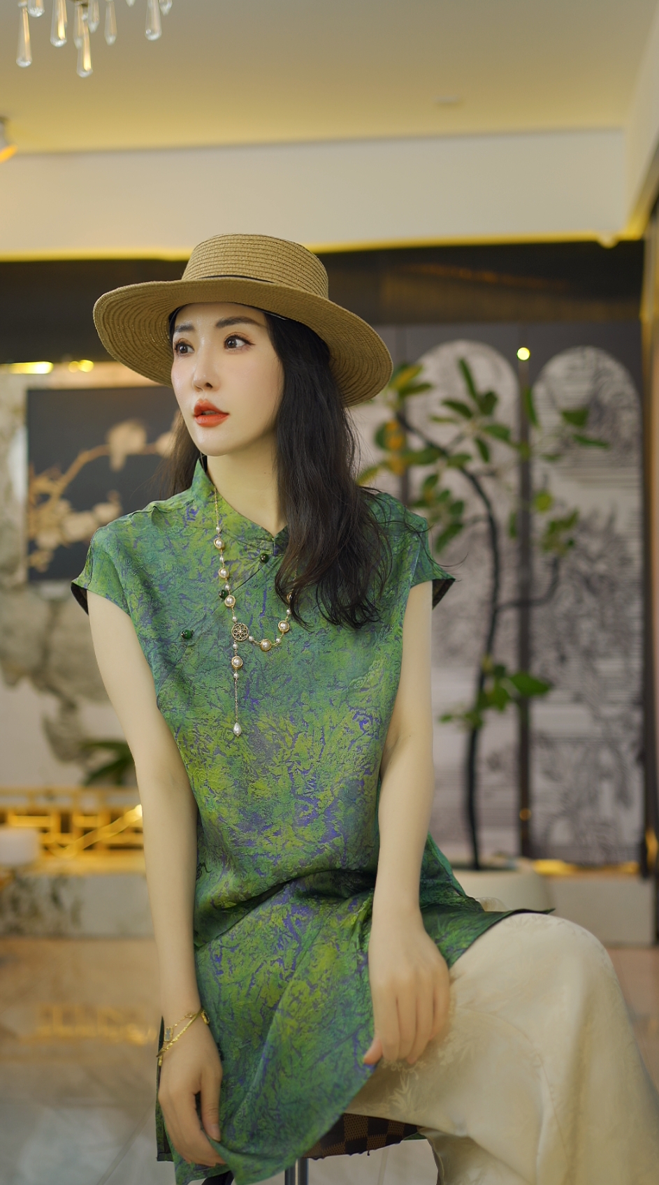 （烟竹月）国风连衣裙短袖老钱风复古提花上衣