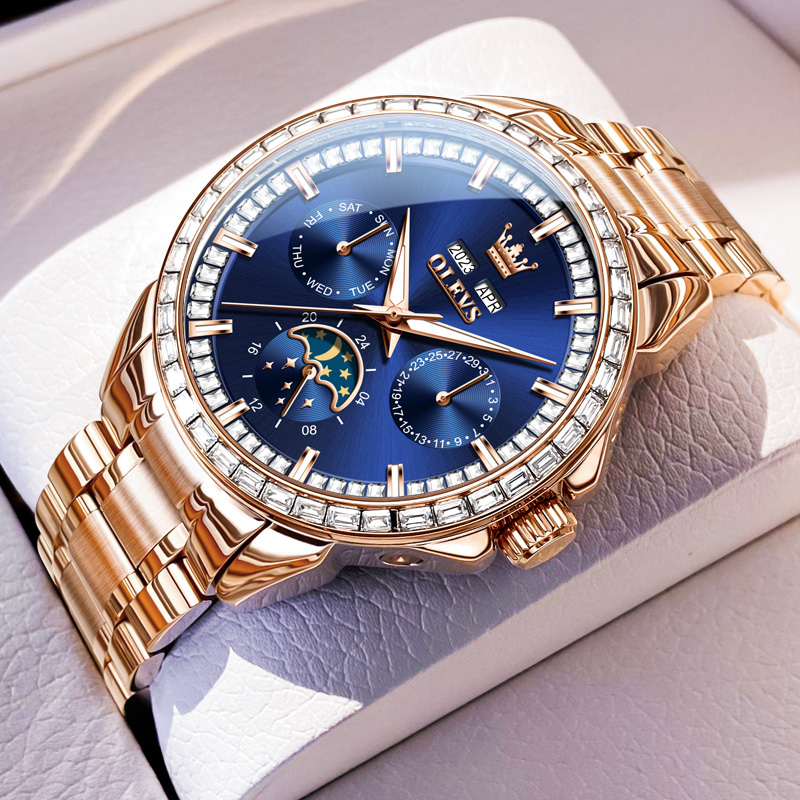 明星款品牌正品手表新款镶钻表盘多功能全自动机械表夜光镶钻男表