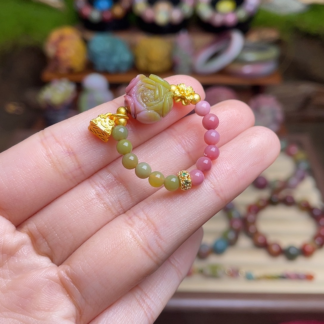 玛瑙/玉髓合金珠宝半成品盐源玛瑙西瓜花戒指