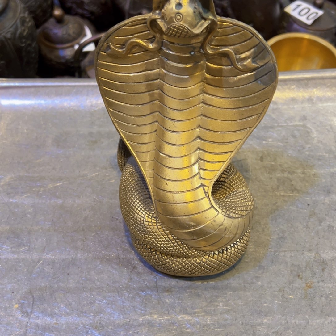 寂***手黄铜摆件，文房摆件