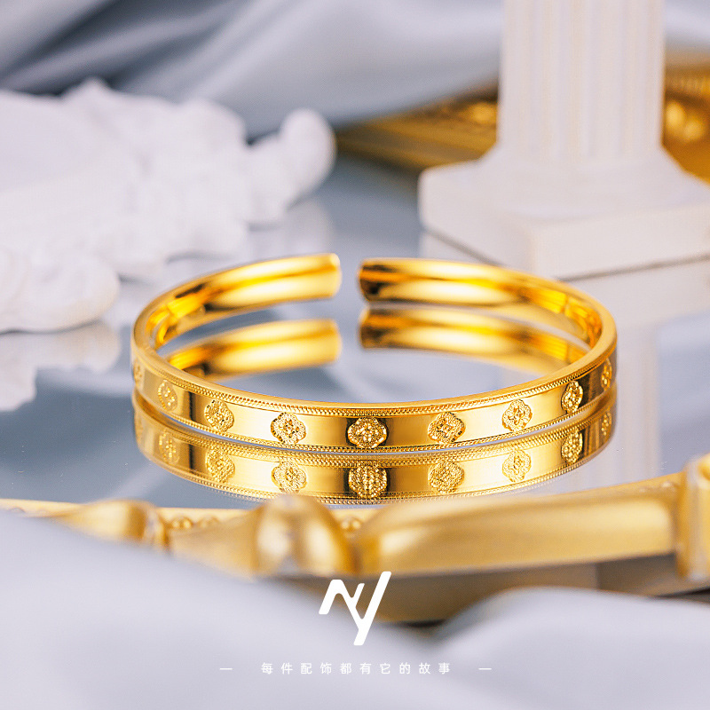黄铜陶瓷手镯 法式复古风高保色真空24kcnc工艺6N
