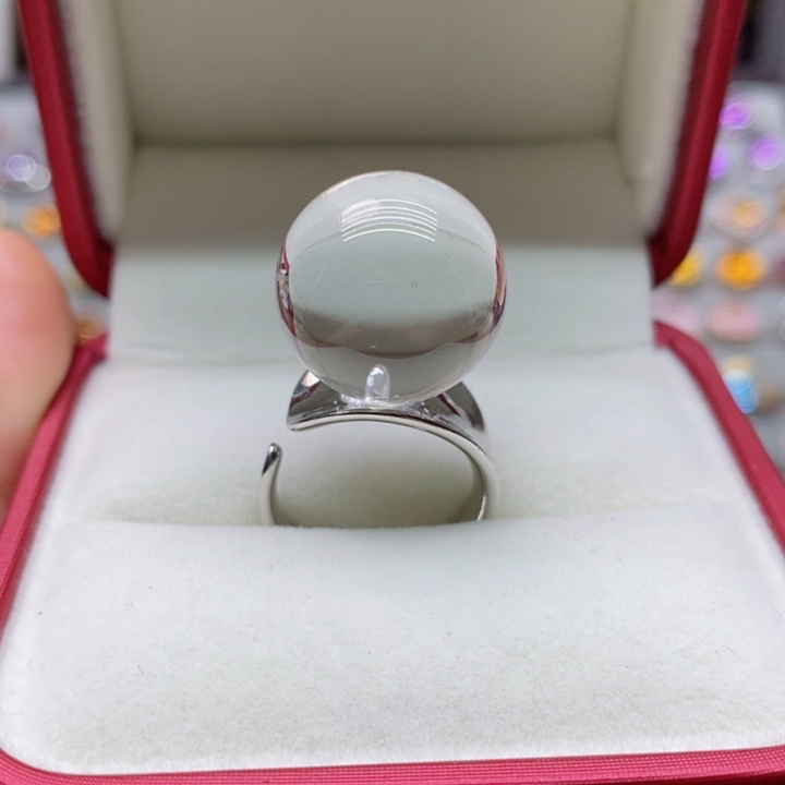 水晶戒指银S925镶嵌天然水晶戒指