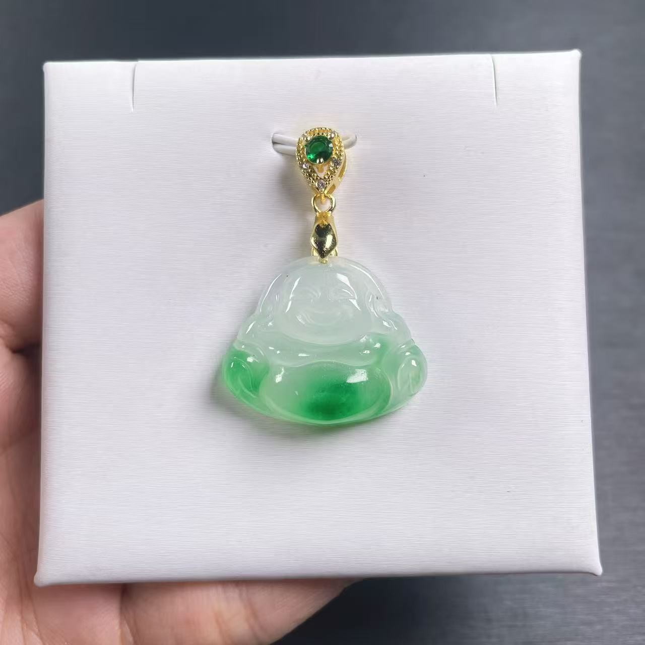 【小杨严选】L113绿飘花小佛公吊坠F妈妈时尚百搭女款