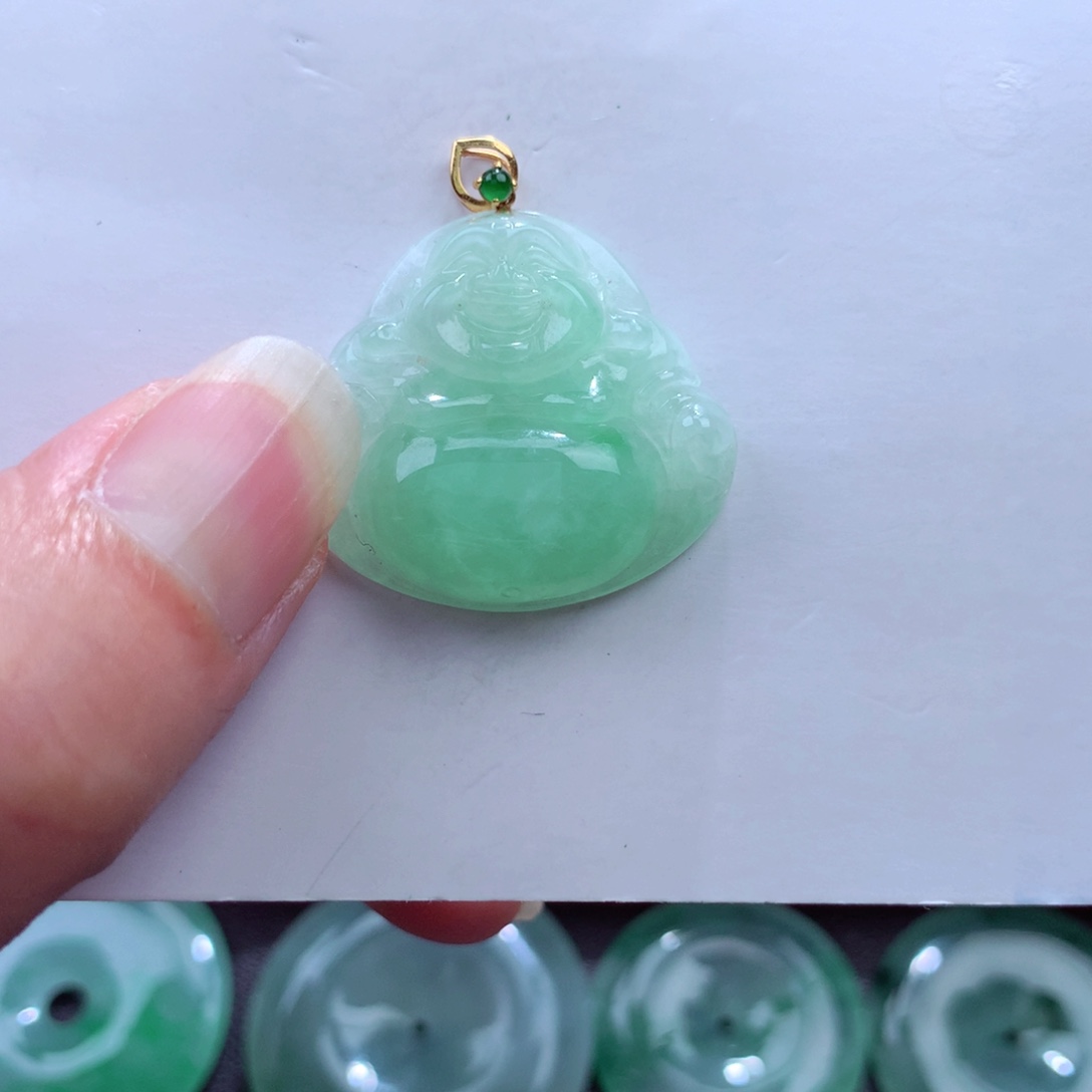 翡翠吊坠(不含链)18K金镶嵌
