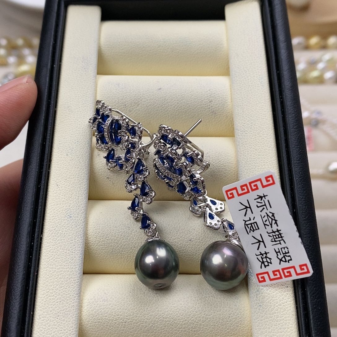 海水珍珠耳饰银S925镶嵌