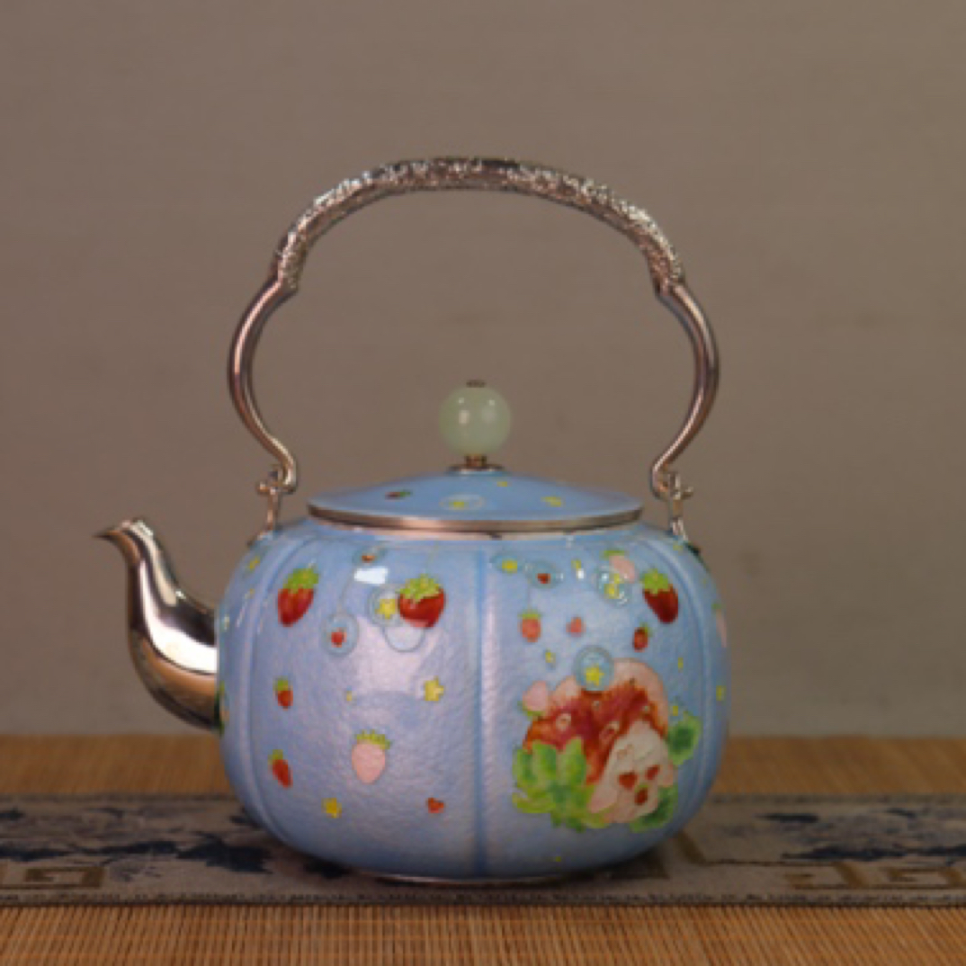 七宝烧提梁烧水壶煮茶壶家用银壶银茶具