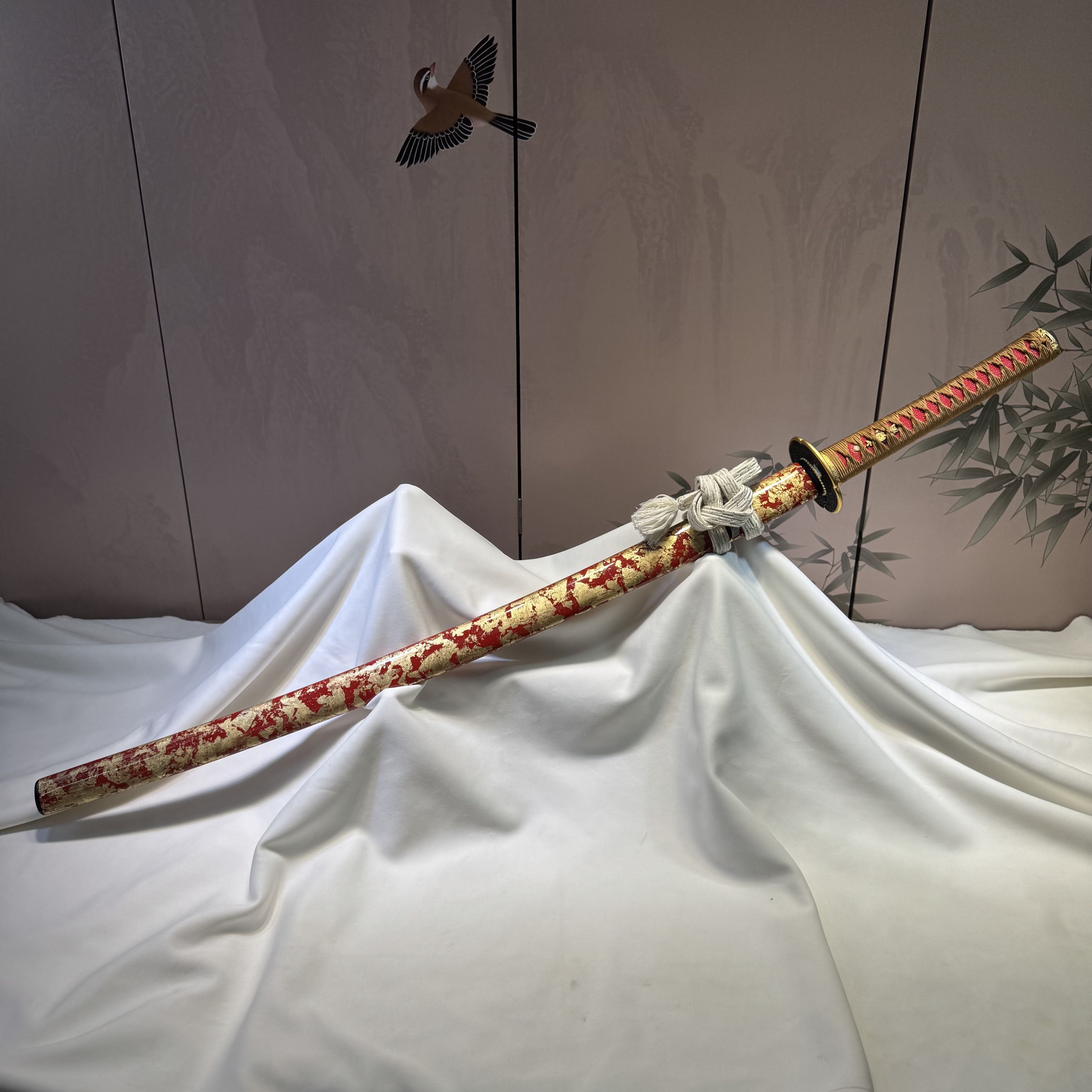 沈广隆【赤霞打刀】自炼钢叶脉纹日式打刀武士刃龙泉宝剑未开刃