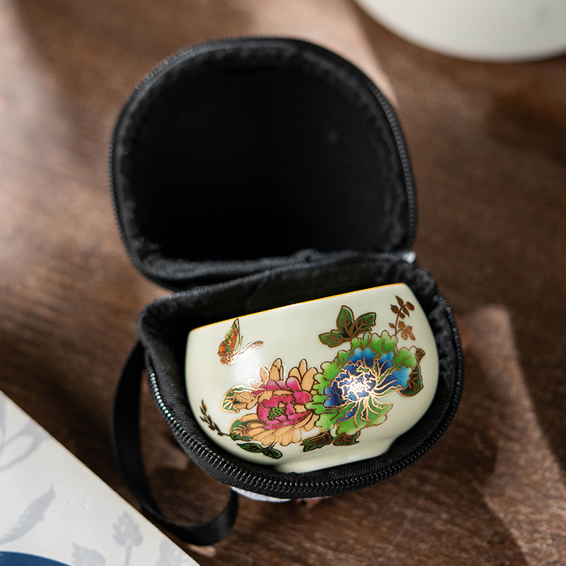 汝窑蝶恋花禅定主人杯复古陶瓷茶杯 1341+bubao03