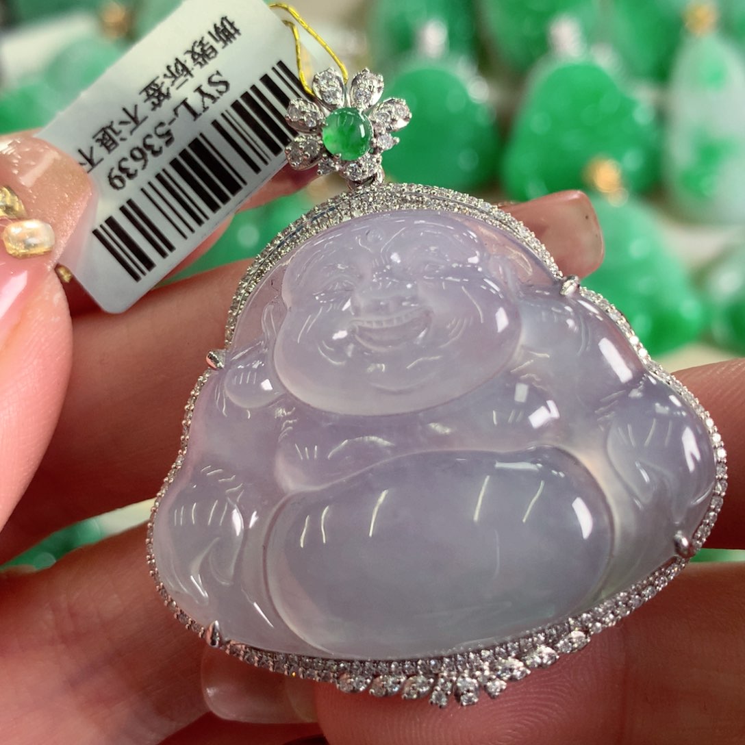 翡翠吊坠(不含链)18K金镶嵌