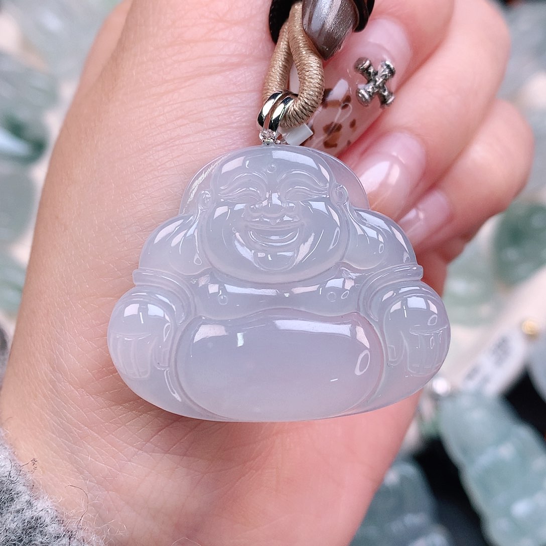 翡翠颈饰18K金镶嵌大冰佛32，39、4.5