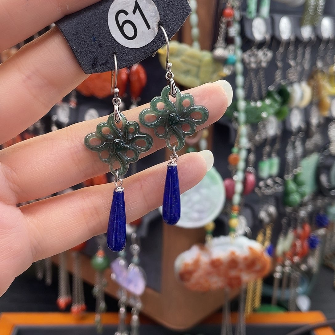 翡翠耳饰银S925镶嵌阿*张951yhjhhgj