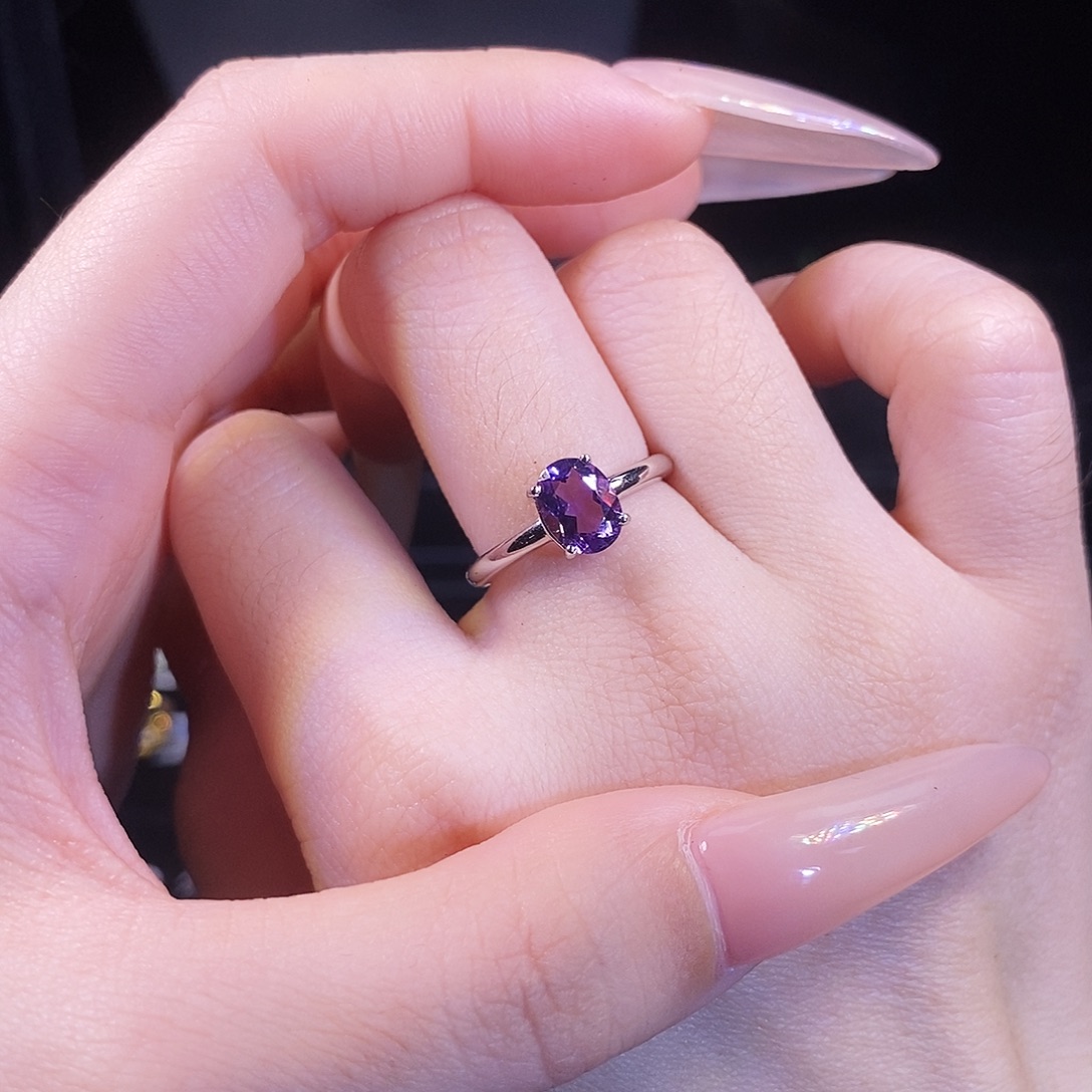 水晶戒指银S925镶嵌