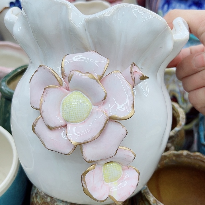 多肉绿植陶瓷花盆9.9包邮，有孔