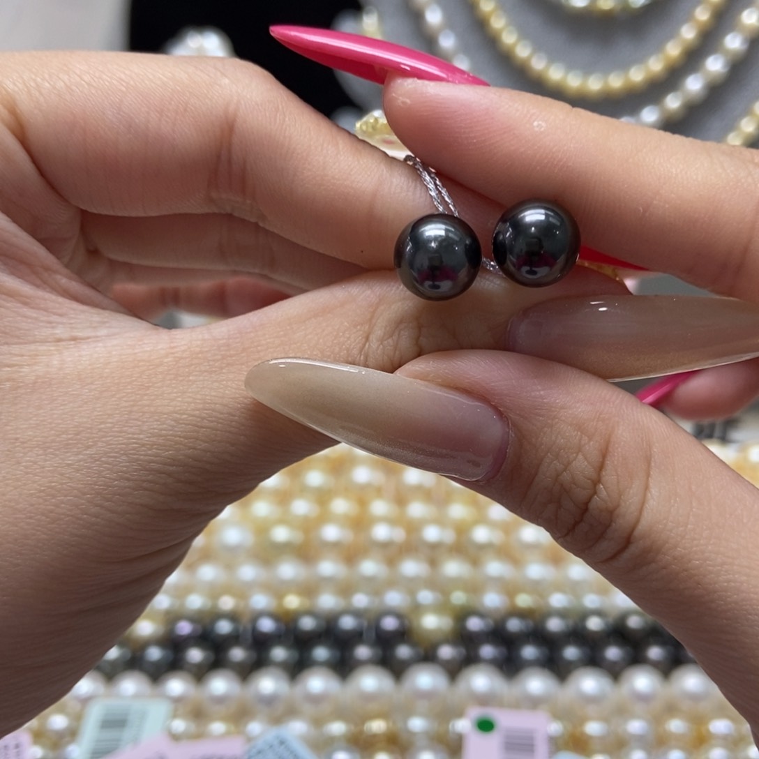 海水珍珠耳饰银S925镶嵌