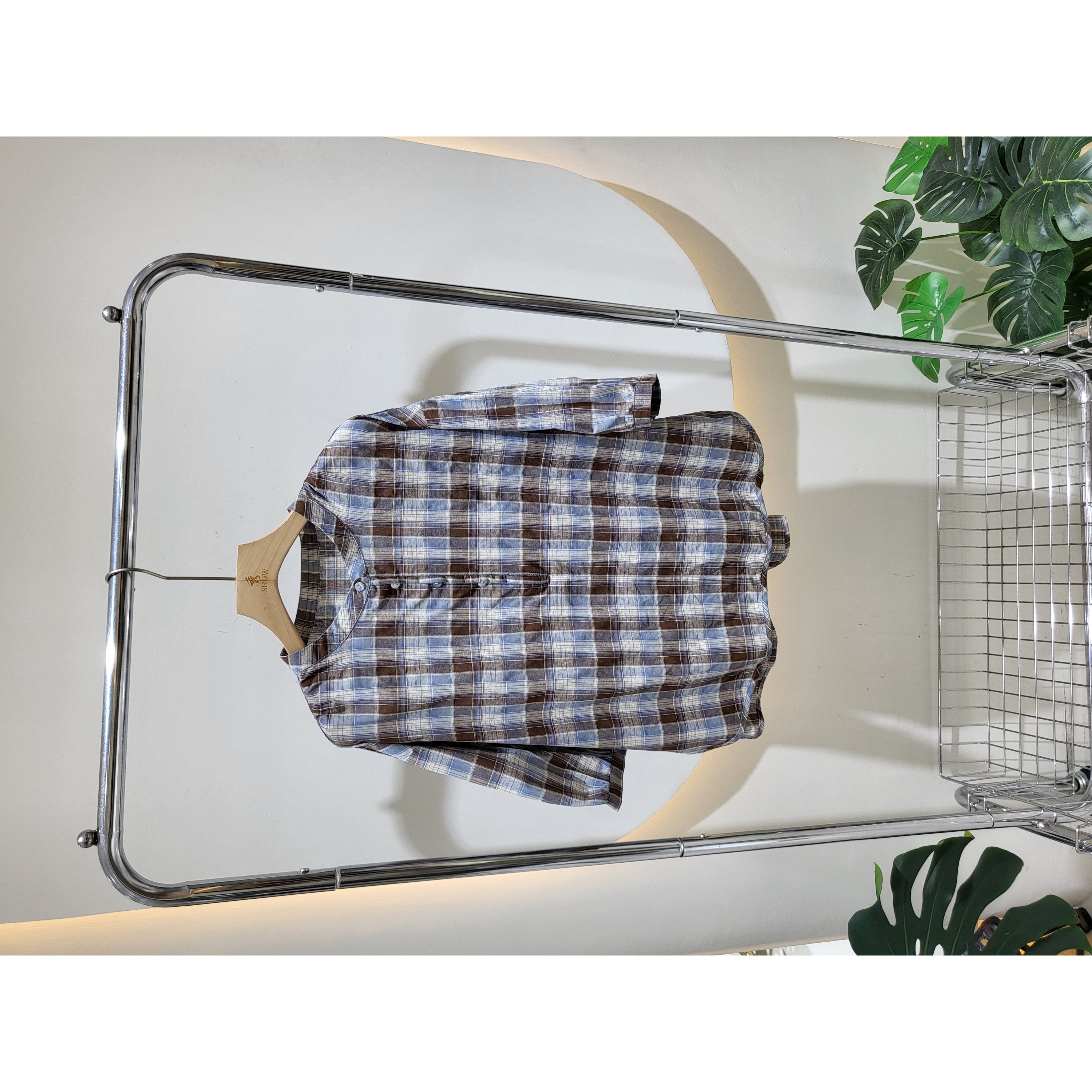 ⭐不沾身⭐格子短袖套头衬衣