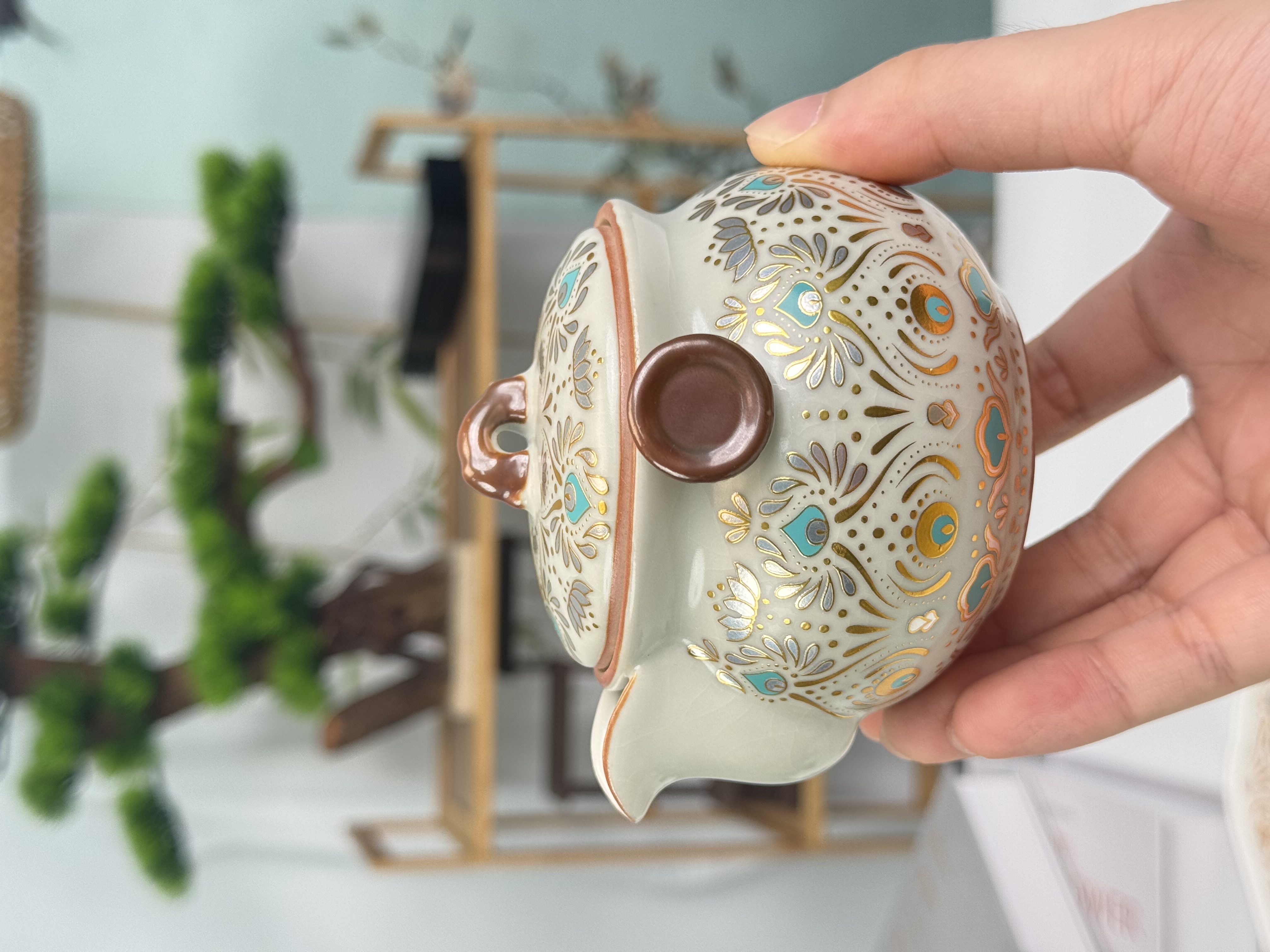 【豊序】当代汝窑敦煌手抓壶