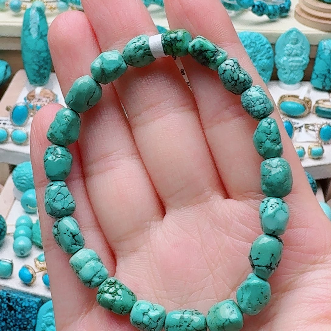 绿松石未镶嵌高瓷绿随形手串8.8