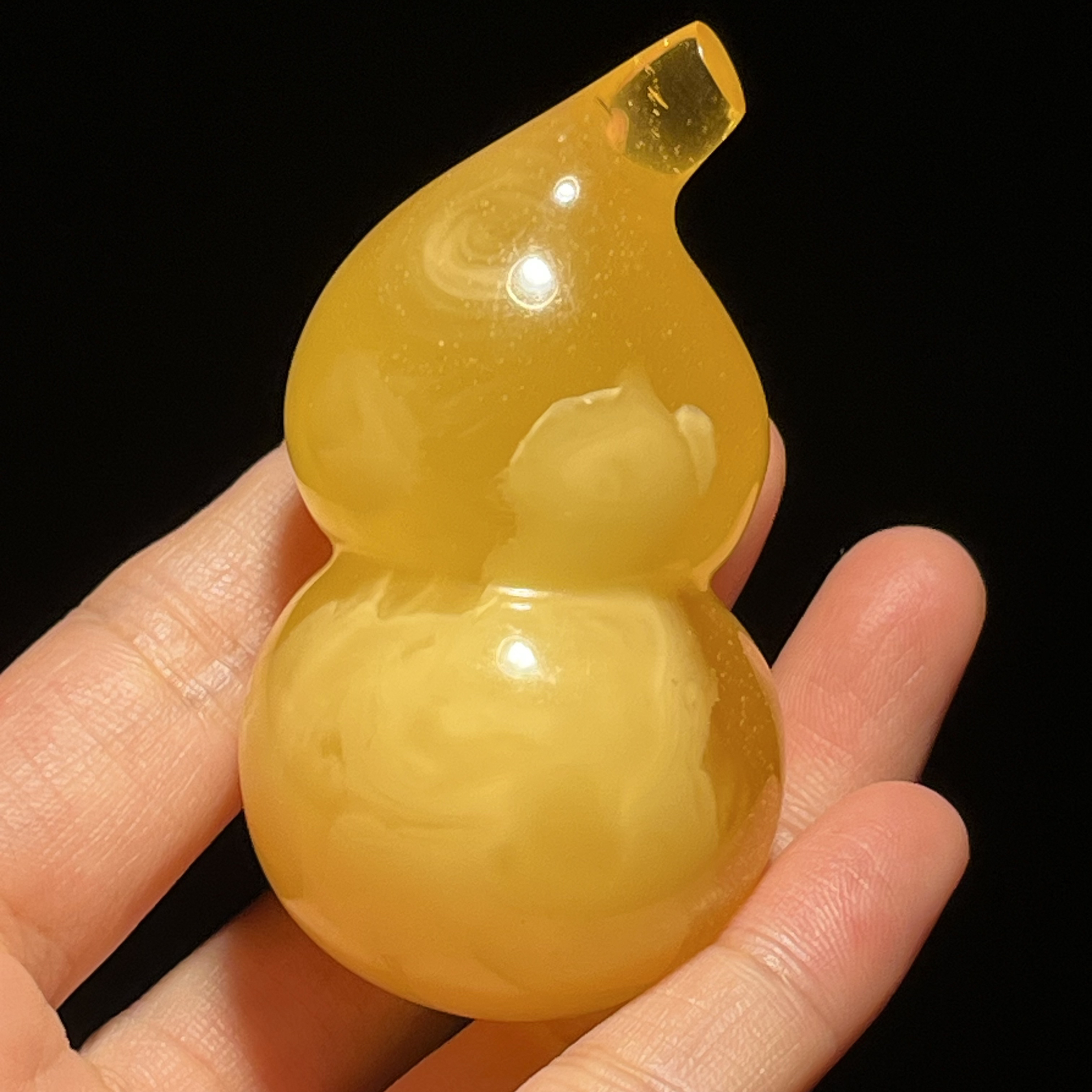 天然蜜蜡葫芦吊坠 小年份氧化 白花蜡溶洞蜜 立体饱满 80克价出