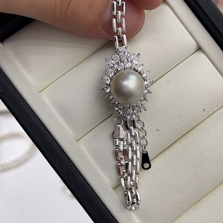 安***客手绳海水珍珠银S925镶嵌