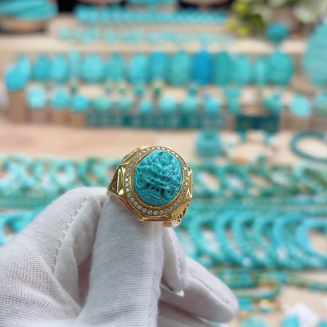 绿松石18K金镶嵌珠宝奇石