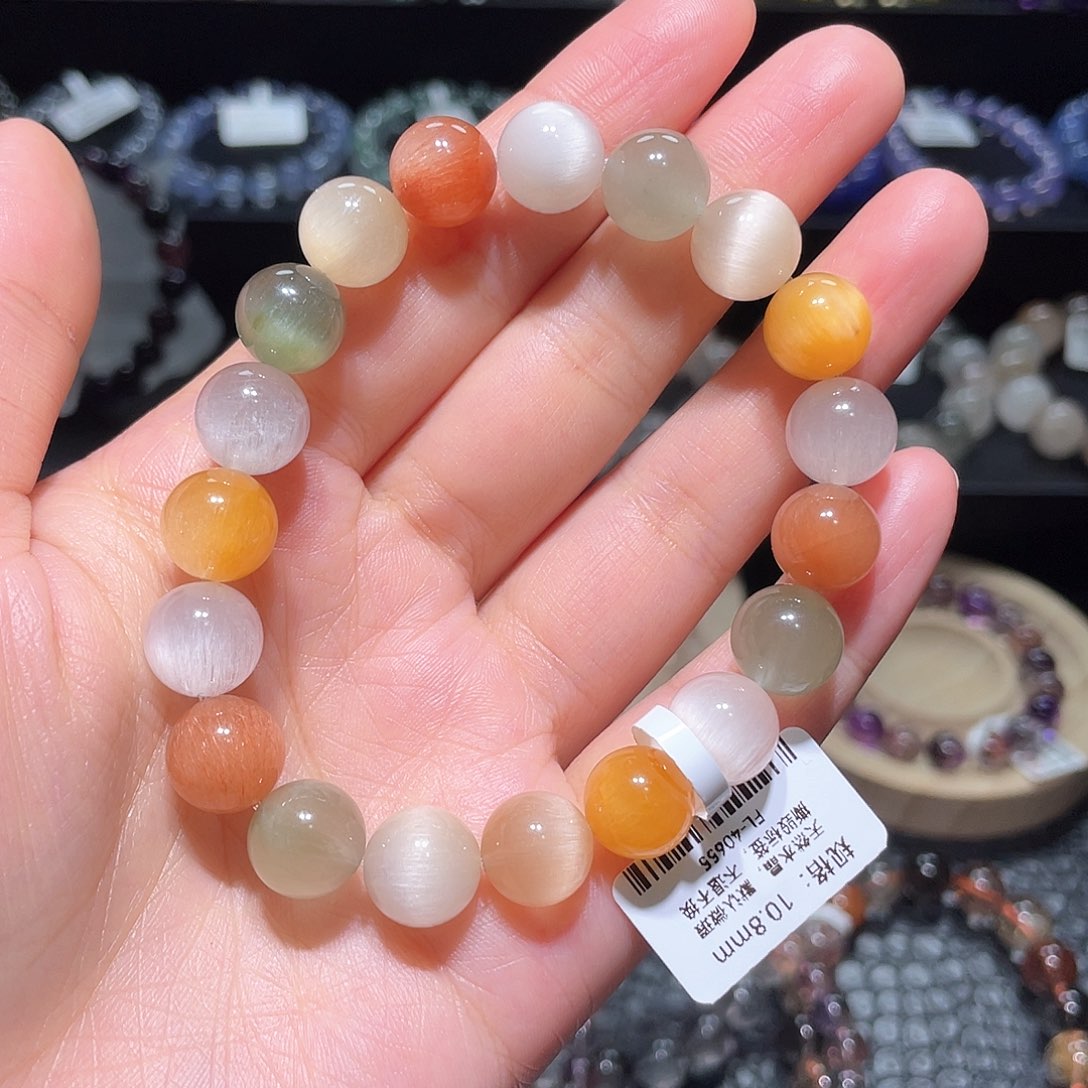 水晶手链未镶嵌兔毛手链，晶体通透