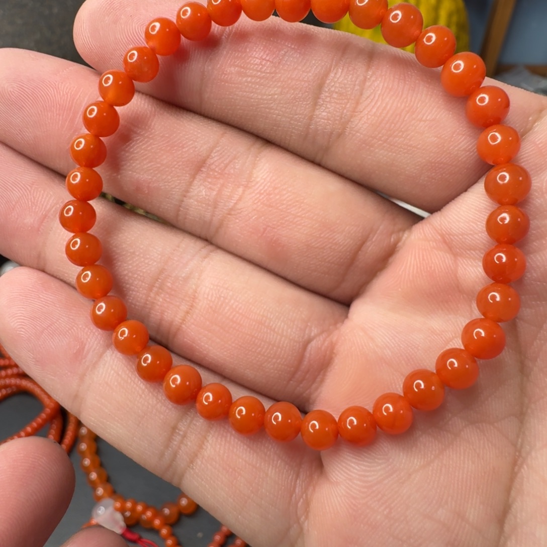 南红玛瑙未镶嵌单圈卡6柿子红