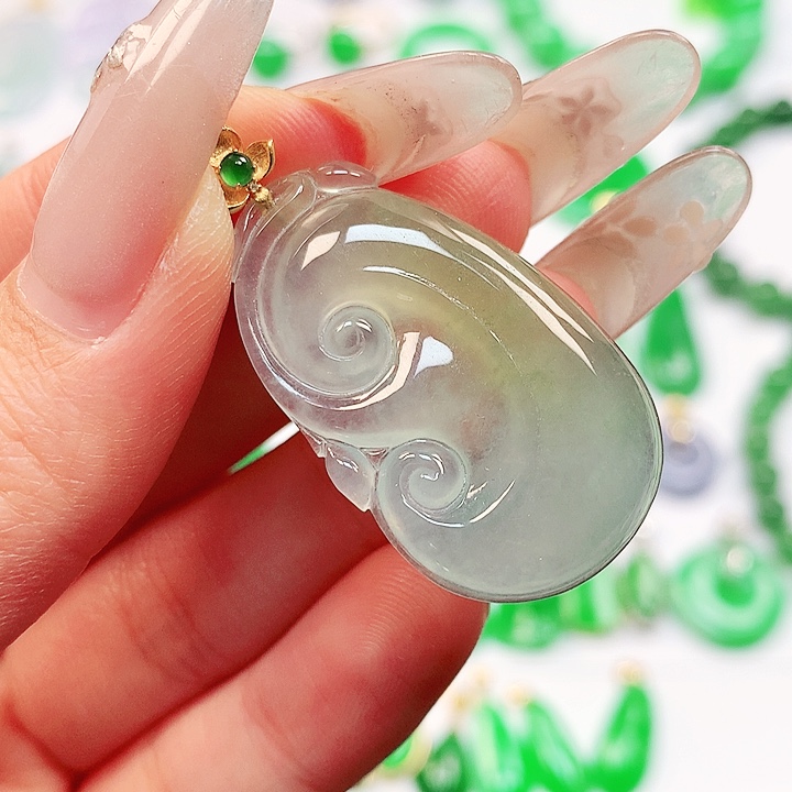 吊坠(不含链)18K金镶嵌翡翠