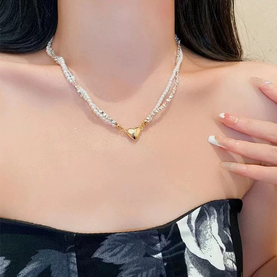  氵炎水轻奢双层爱心项链6005【假一赔四】