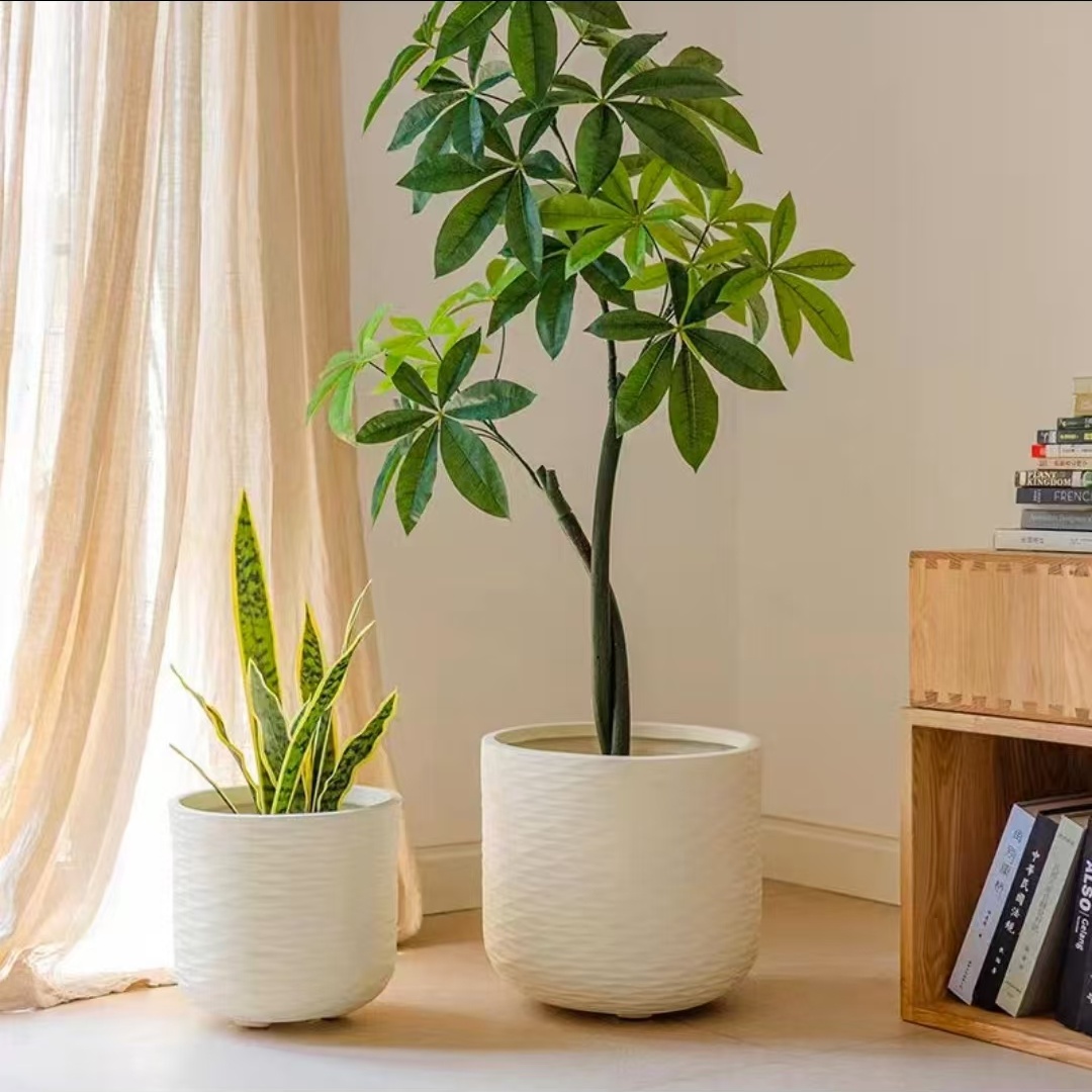 芊编织蓝镁泥花盆黑金刚黑珍珠高山欧式轻奢大号落地透气盆器50