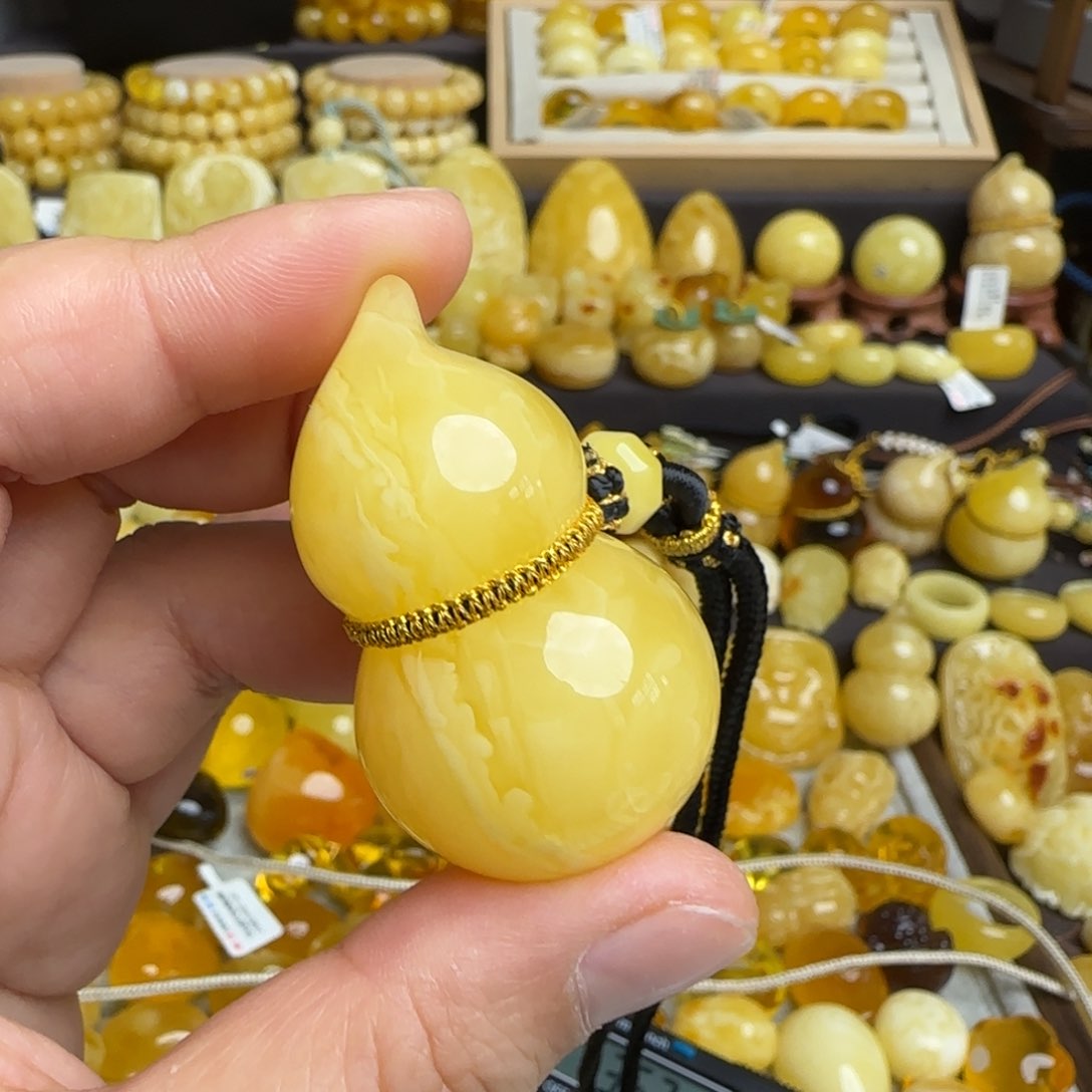 未镶嵌套链琥珀天然蜜蜡葫芦吊坠