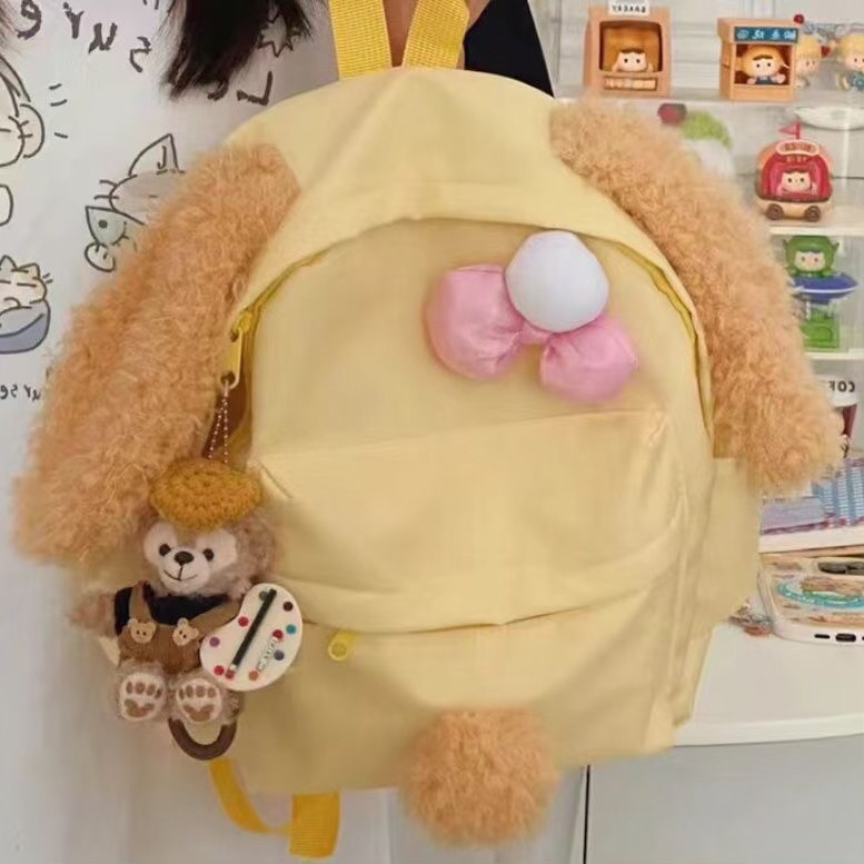 三个小包两个大包或一大一小主播热销毛绒卡通帆布包可爱单肩包