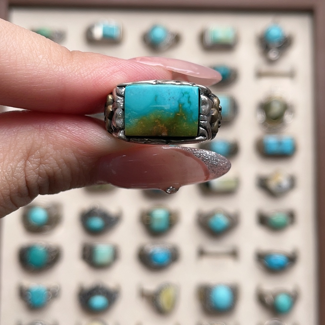 旖***绿松石银S925镶嵌戒指