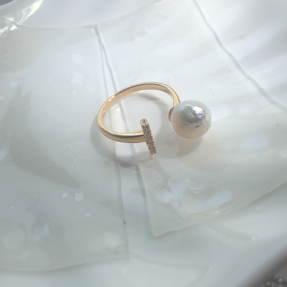 银S925镶嵌淡水珍珠戒指