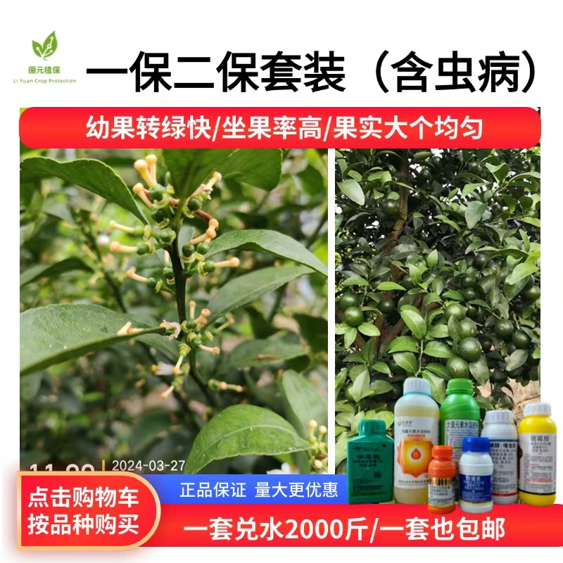 俪元植保一保二保套装保果膨果木虱蚜虫蓟马砂皮白癞灰霉病炭疽病