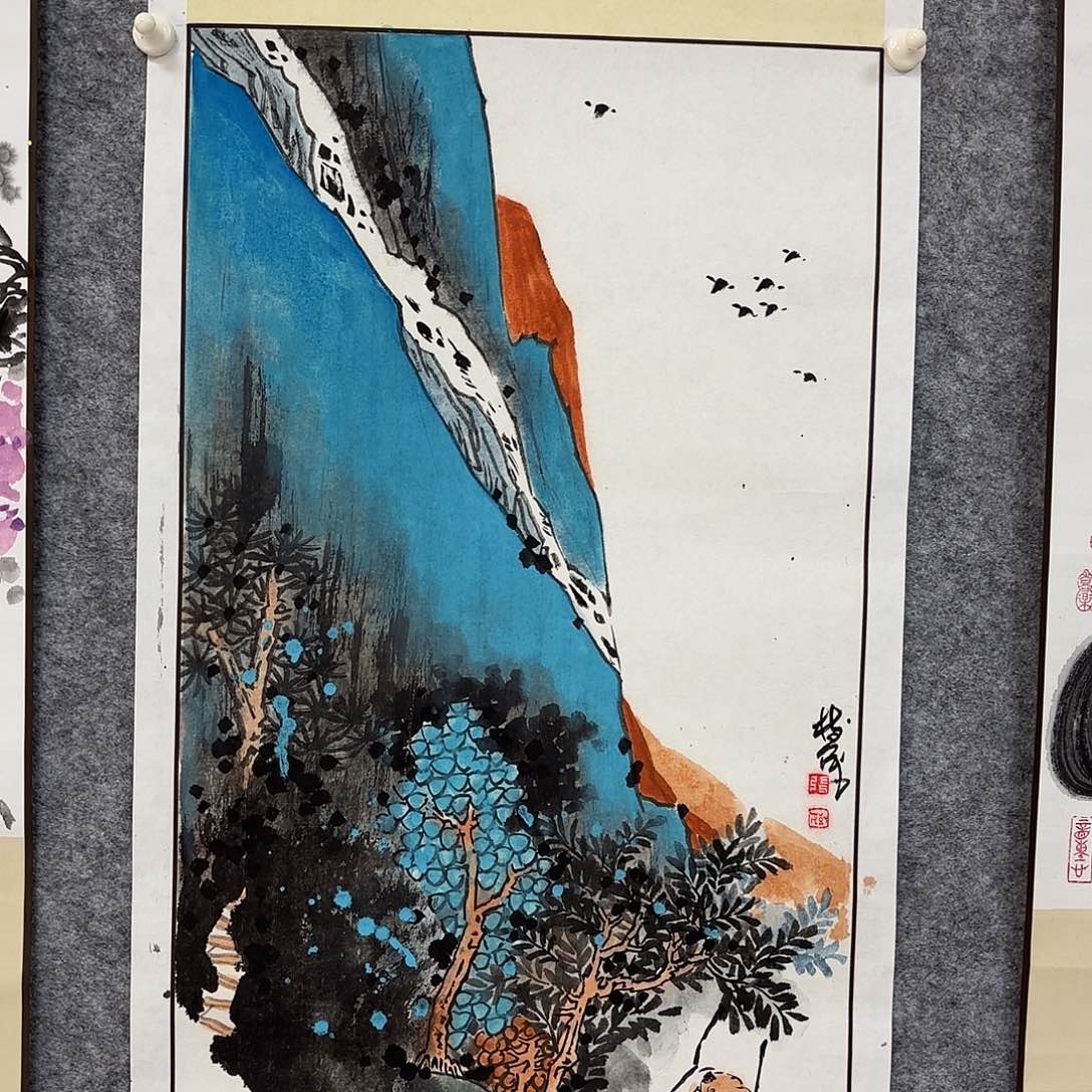 二***黑国画手绘山水国画作品．．灬