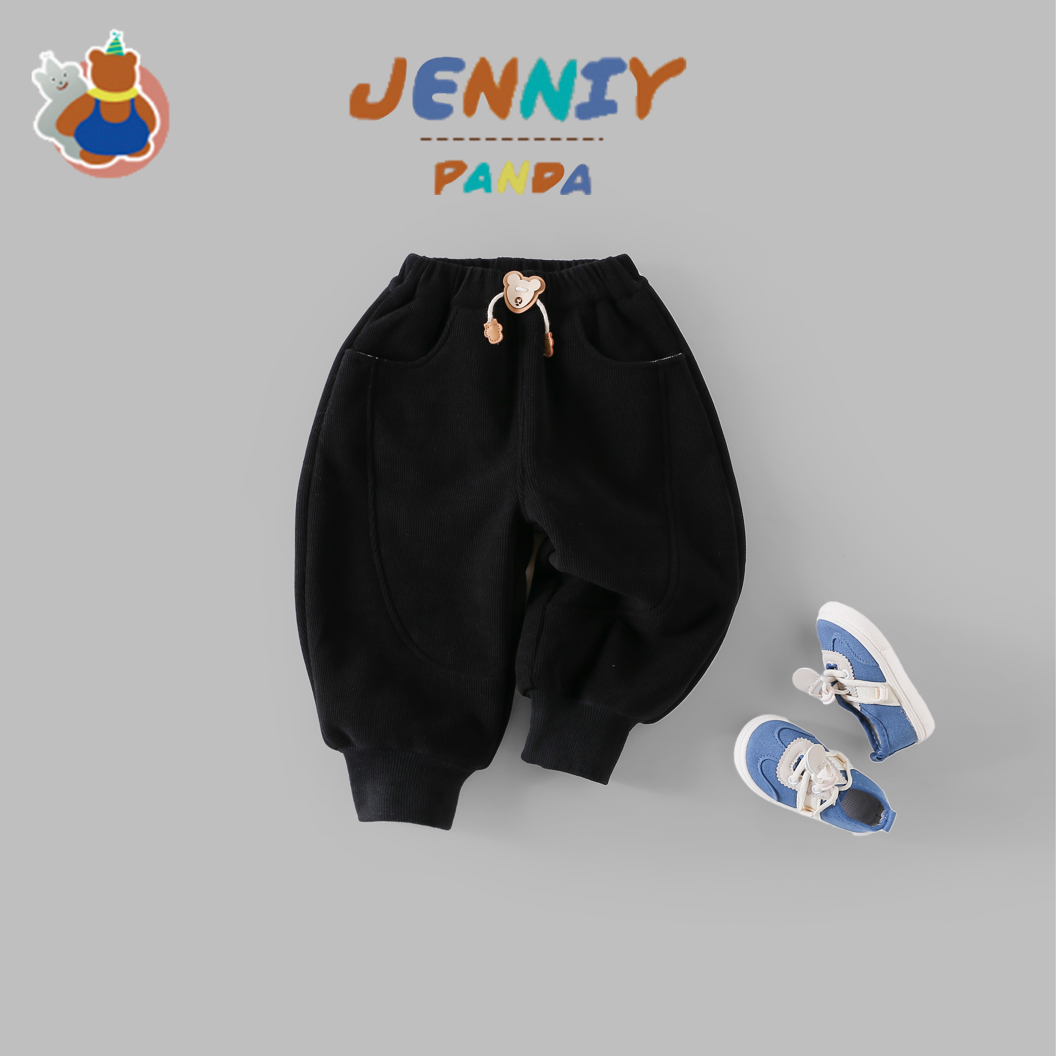 【嘟嘟妈专属】简尼熊冬季原创设计儿童加绒长裤束脚裤 JDW41523