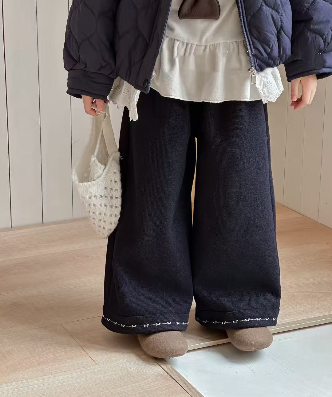 【超软呢子一体绒 森系直通】女童冬季加绒裤1212002