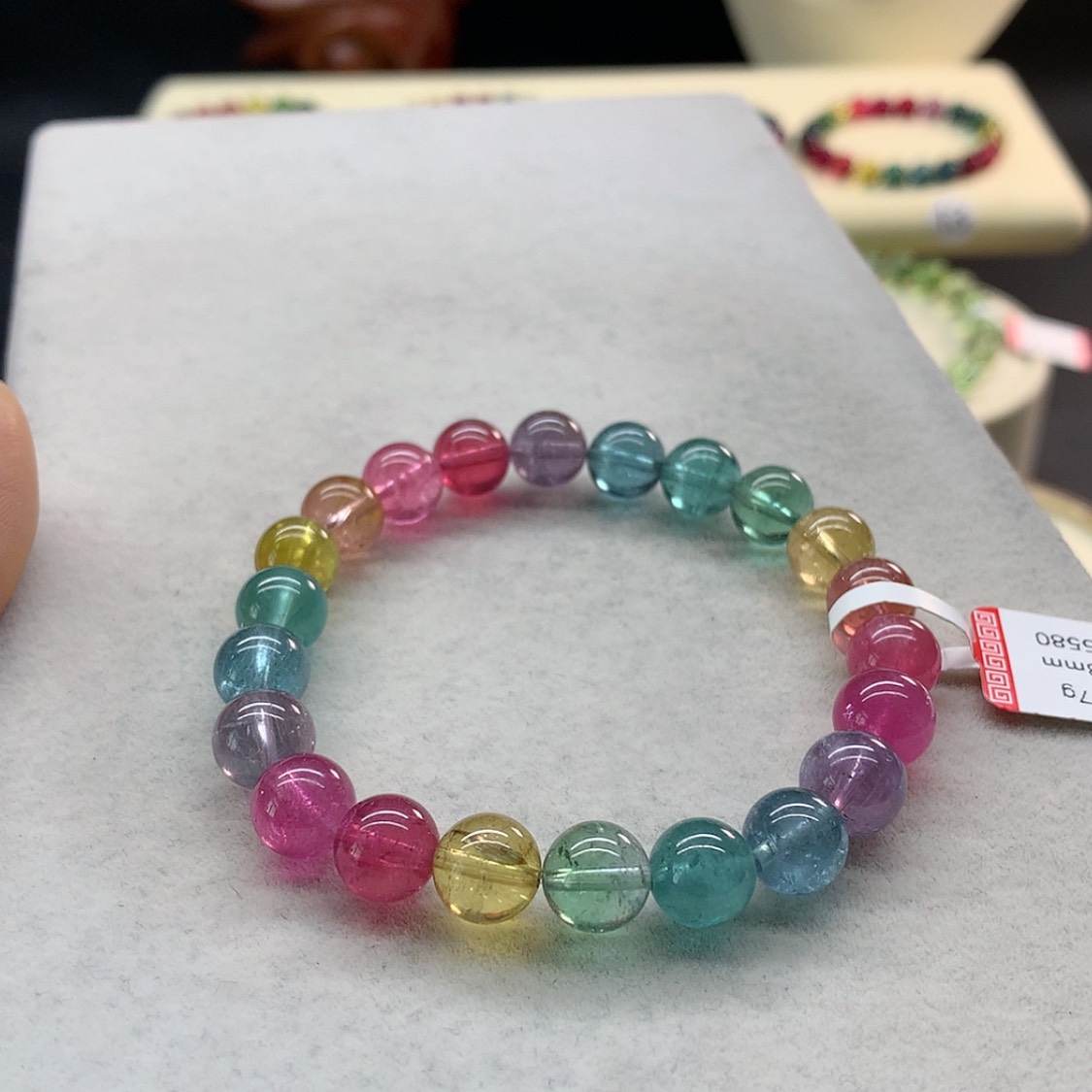 【闪购商品】未镶嵌手链碧玺荧光色标单圈8.8