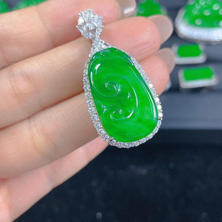 翡翠银S925镶嵌吊坠(不含链)