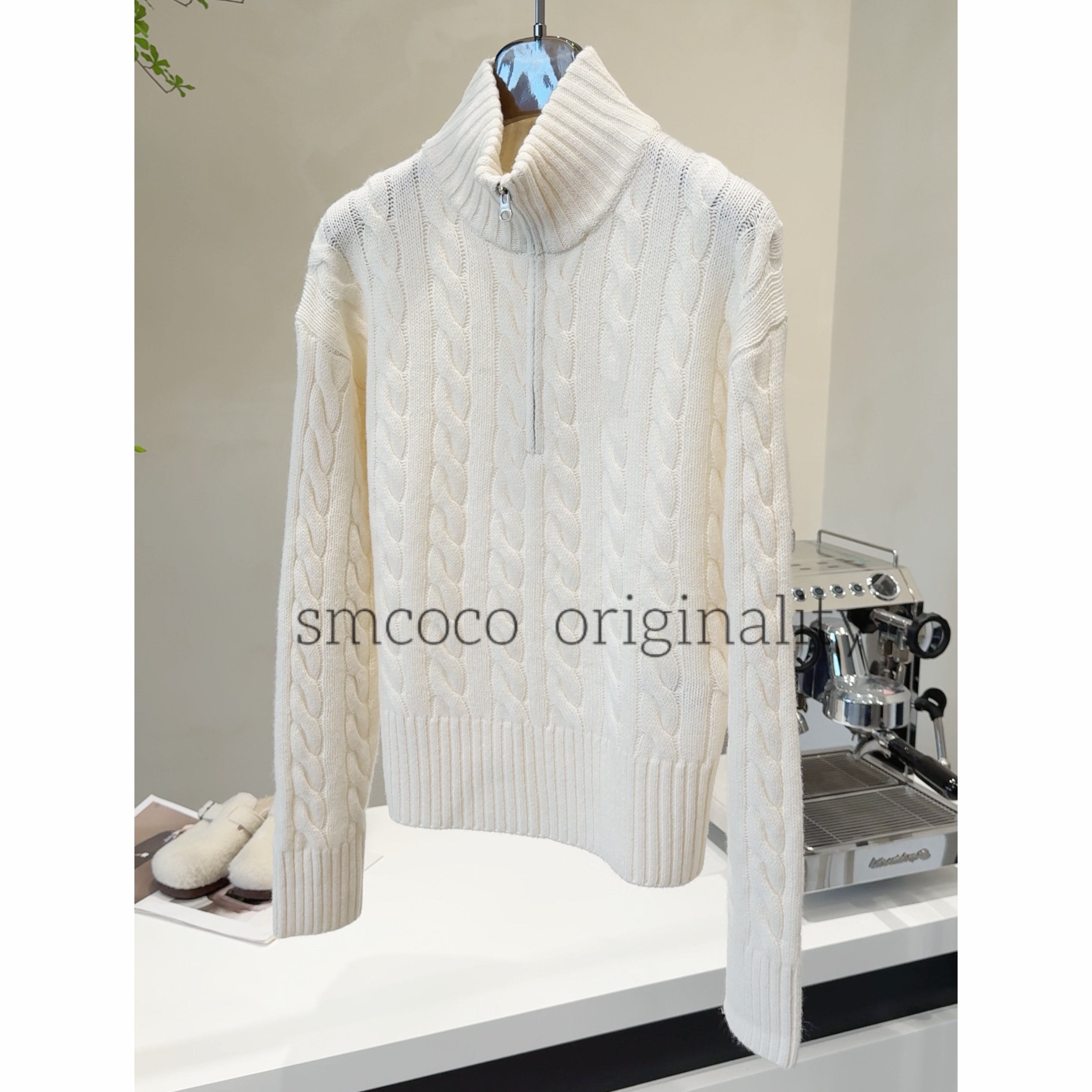 【秋冬新款】半拉链绞花时尚气质显瘦休闲轻奢羊毛针织衫ZG1114