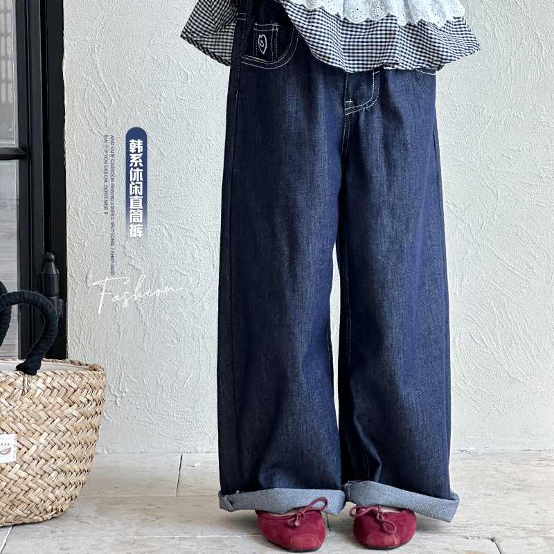 女童裤子2025夏季新款儿童韩系薄牛仔裤中大童休闲裤女孩直筒裤