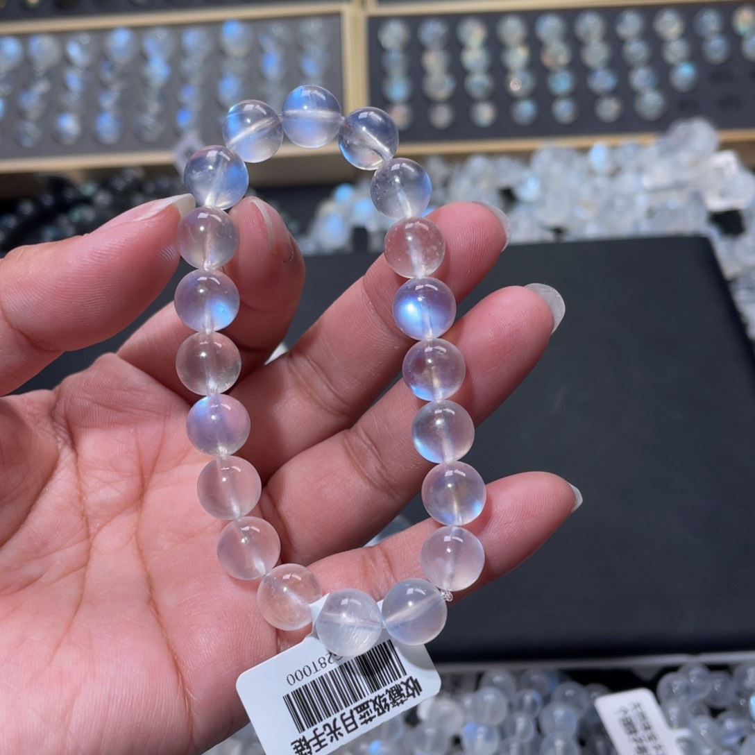 手链未镶嵌长石窝**鸭蓝月光手链9mm+