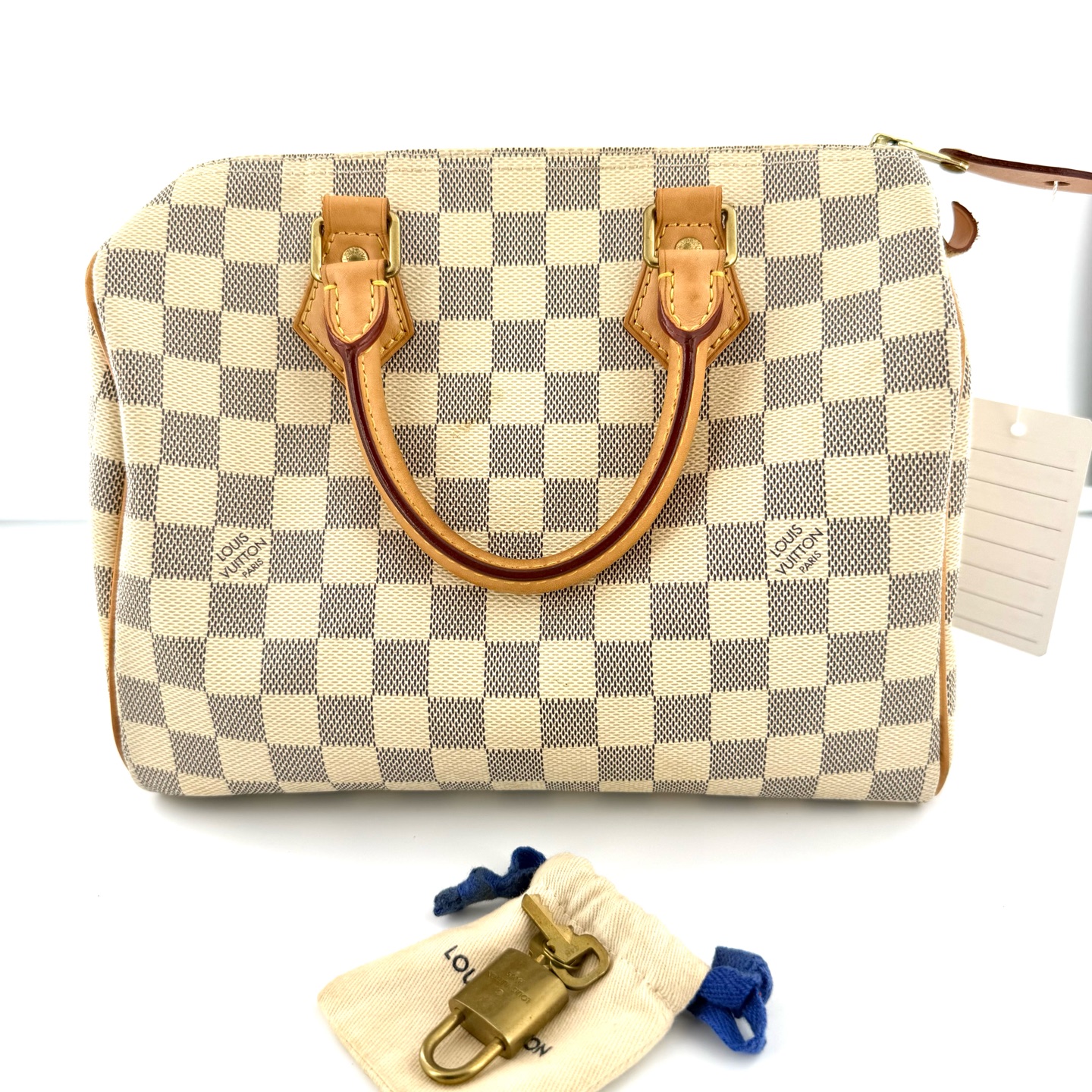 95新 LouisVuitton/路易威登 白色棋盘格25枕头包 L289-3