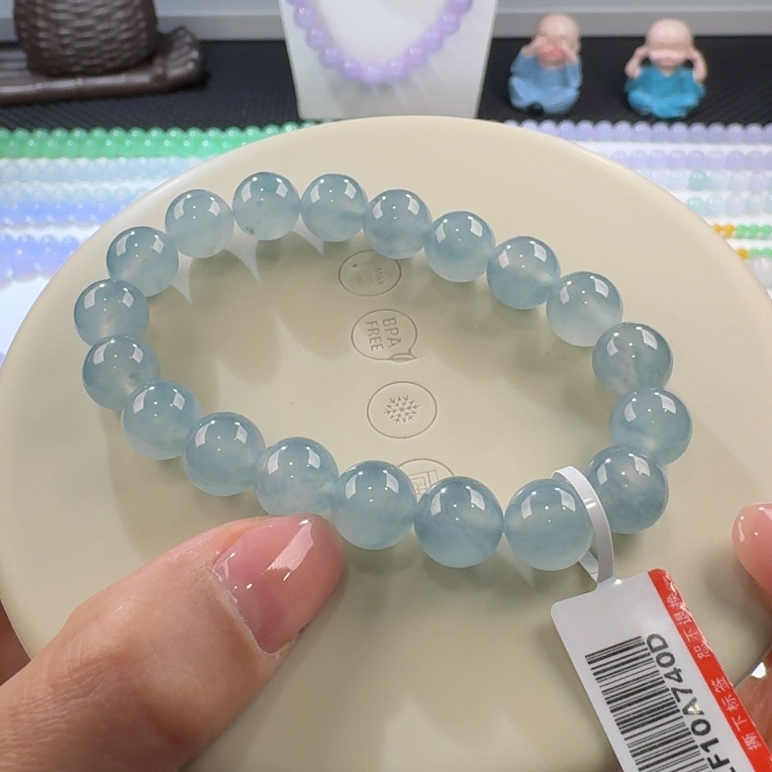 翡翠手链未镶嵌冰蓝晕染单圈10mm
